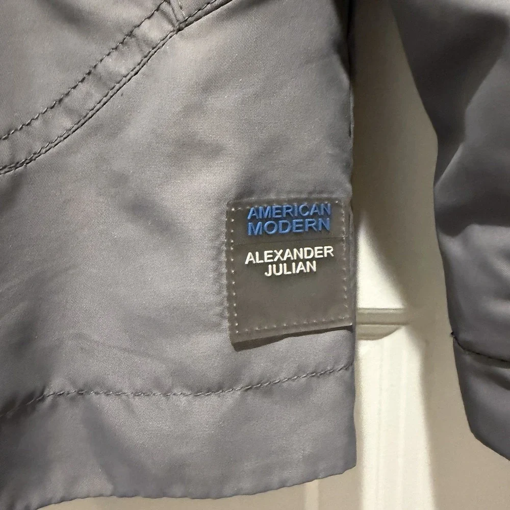 American Modern Alexander Julian Men's Windbreaker Spring Fall Large Gray